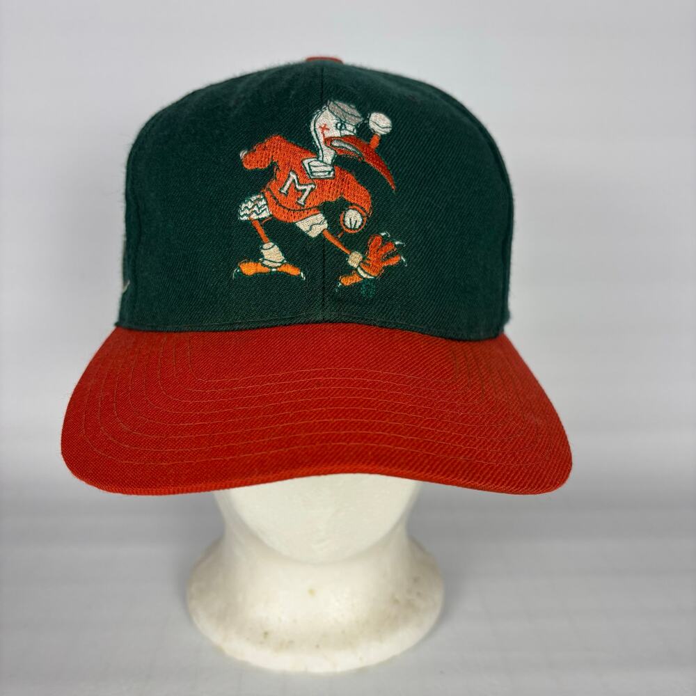 Vintage Miami Hurricanes American Needle Blockhead Snapback Wool Hat